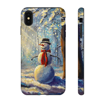 Oil painting - Happy Snowman - Protective Phone Case