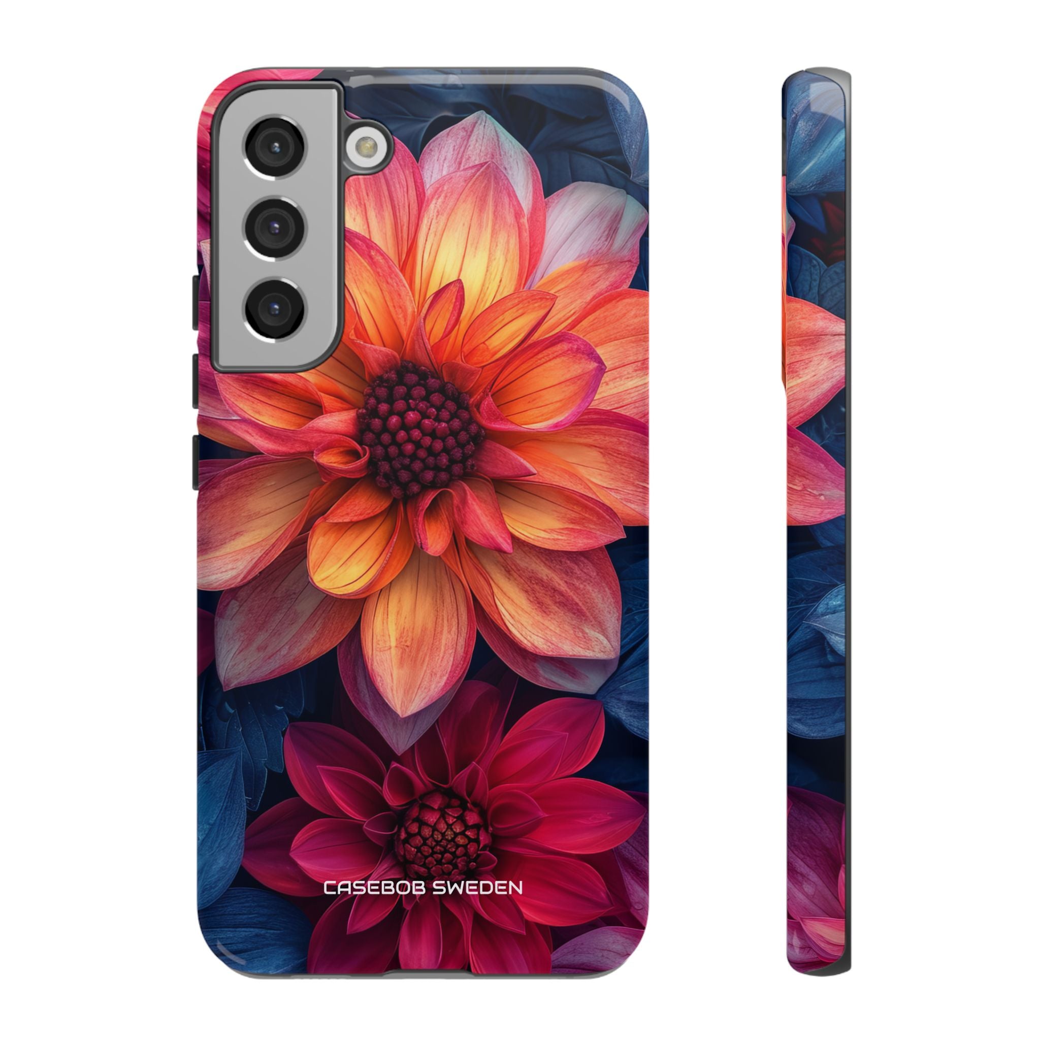 Floral Harmony Orange Blue - Tough Samsung S22 Phone Case