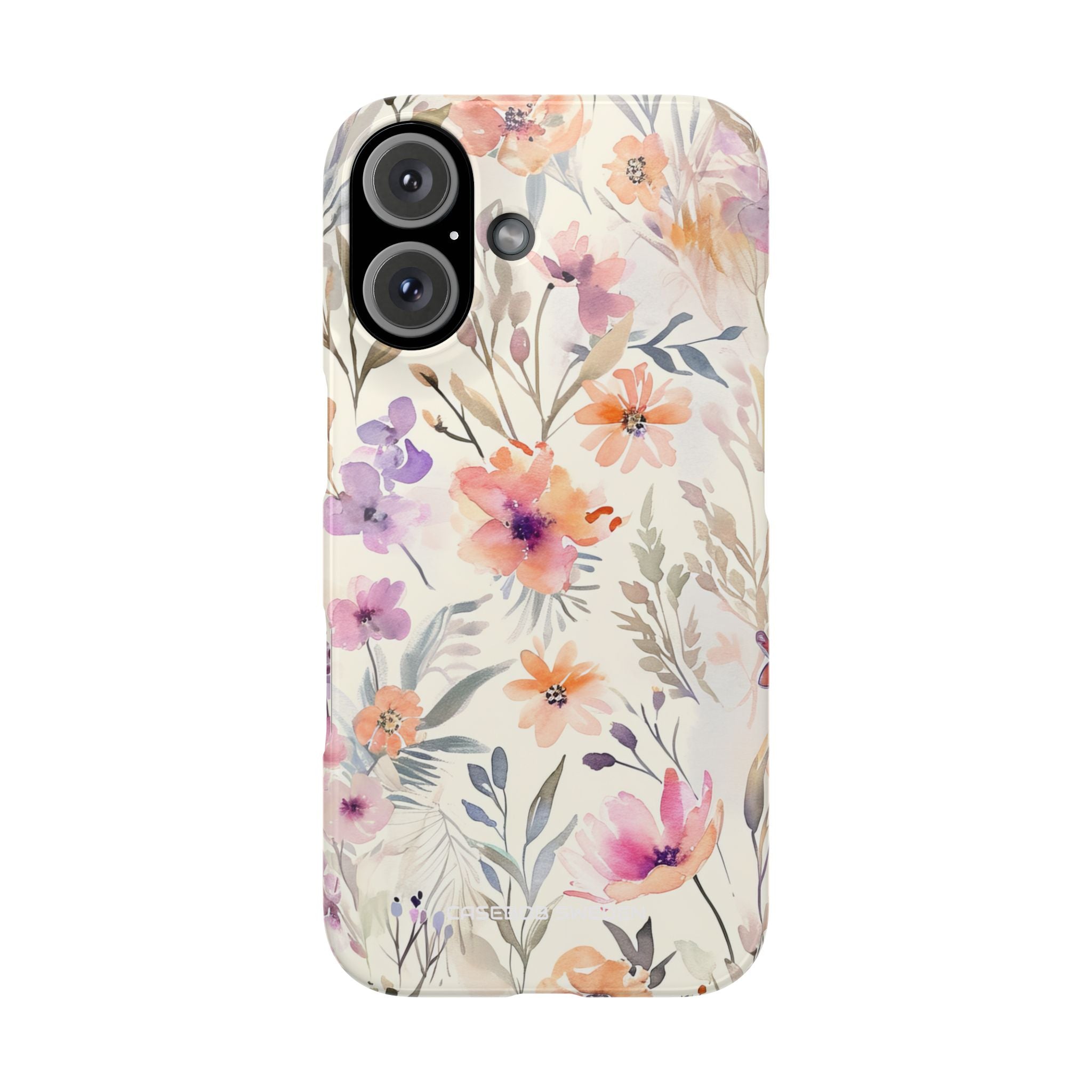 Soft Pink Floral Watercolor Design - Slim iPhone 16 Phone Case