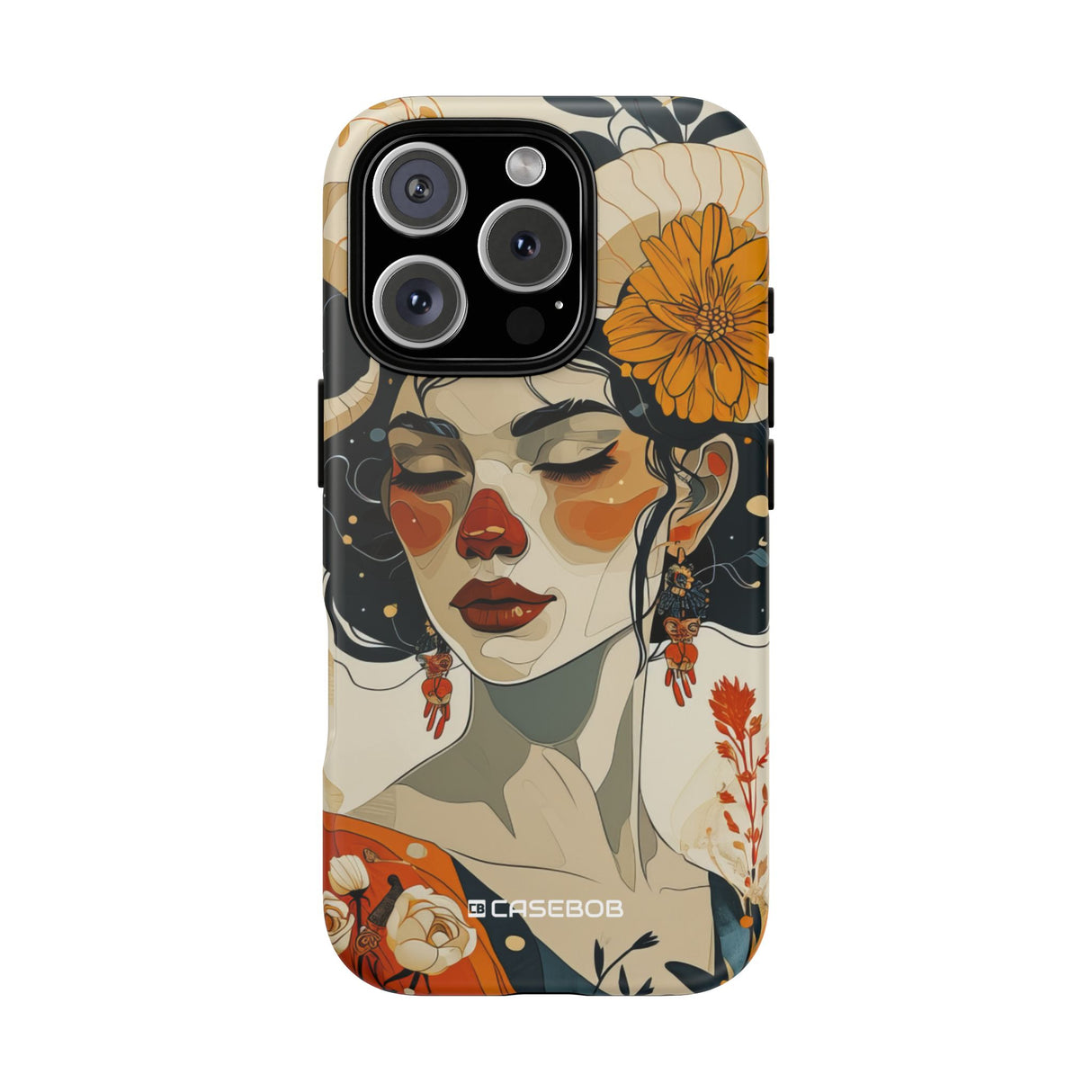 Mythical Serenity: Floral Ram Goddess - for iPhone 16