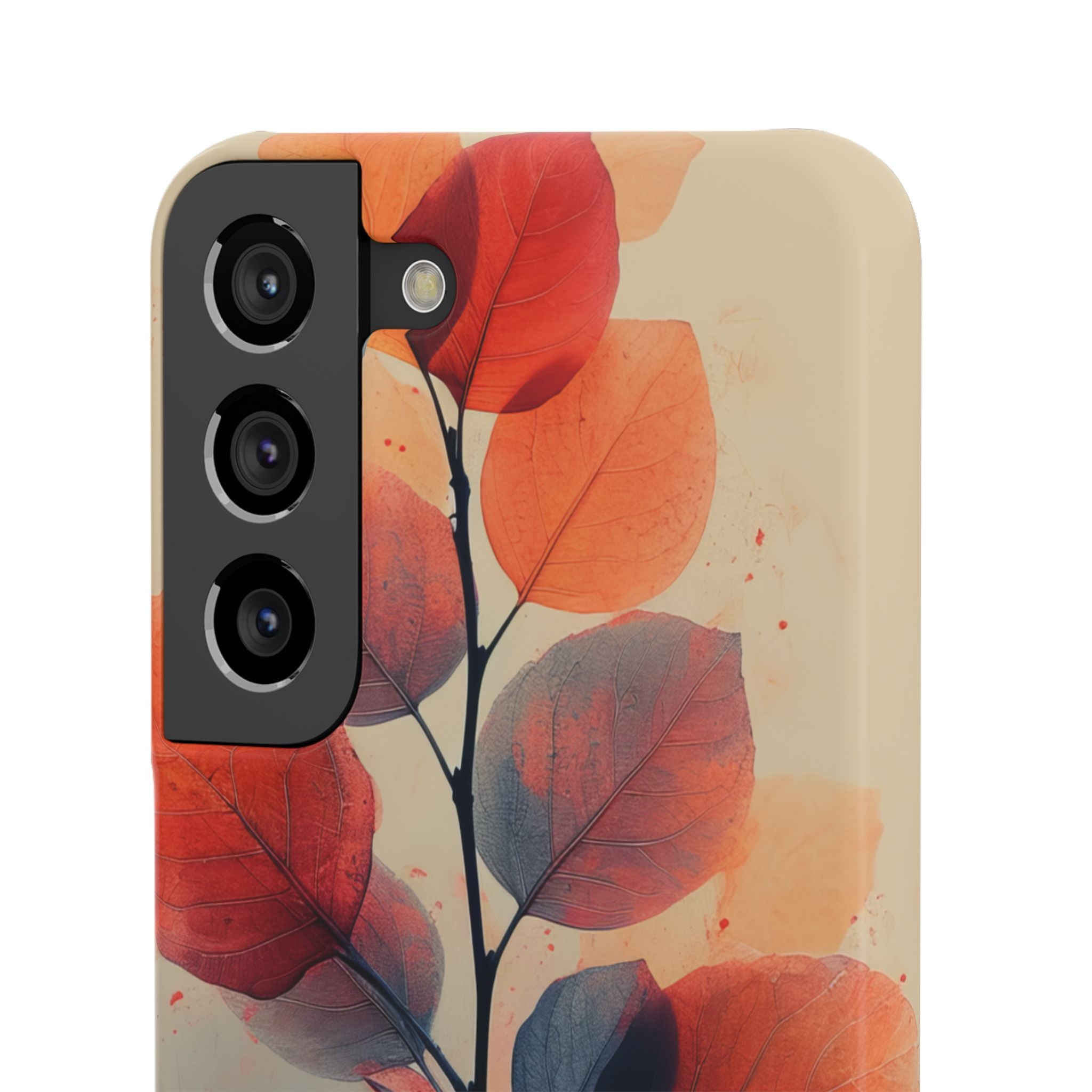 Orange Gray Leaves - Slim Samsung S22 Phone Case