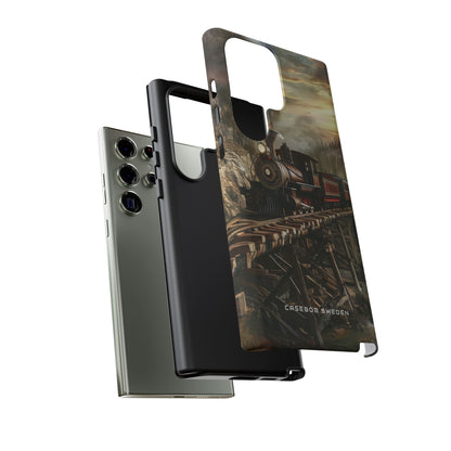 Vintage Steam Train Crossing Mountain Bridge Samsung S23 - Tough Phone Case