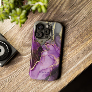 Purple Marble & Gold Phone - Protective Phone Case