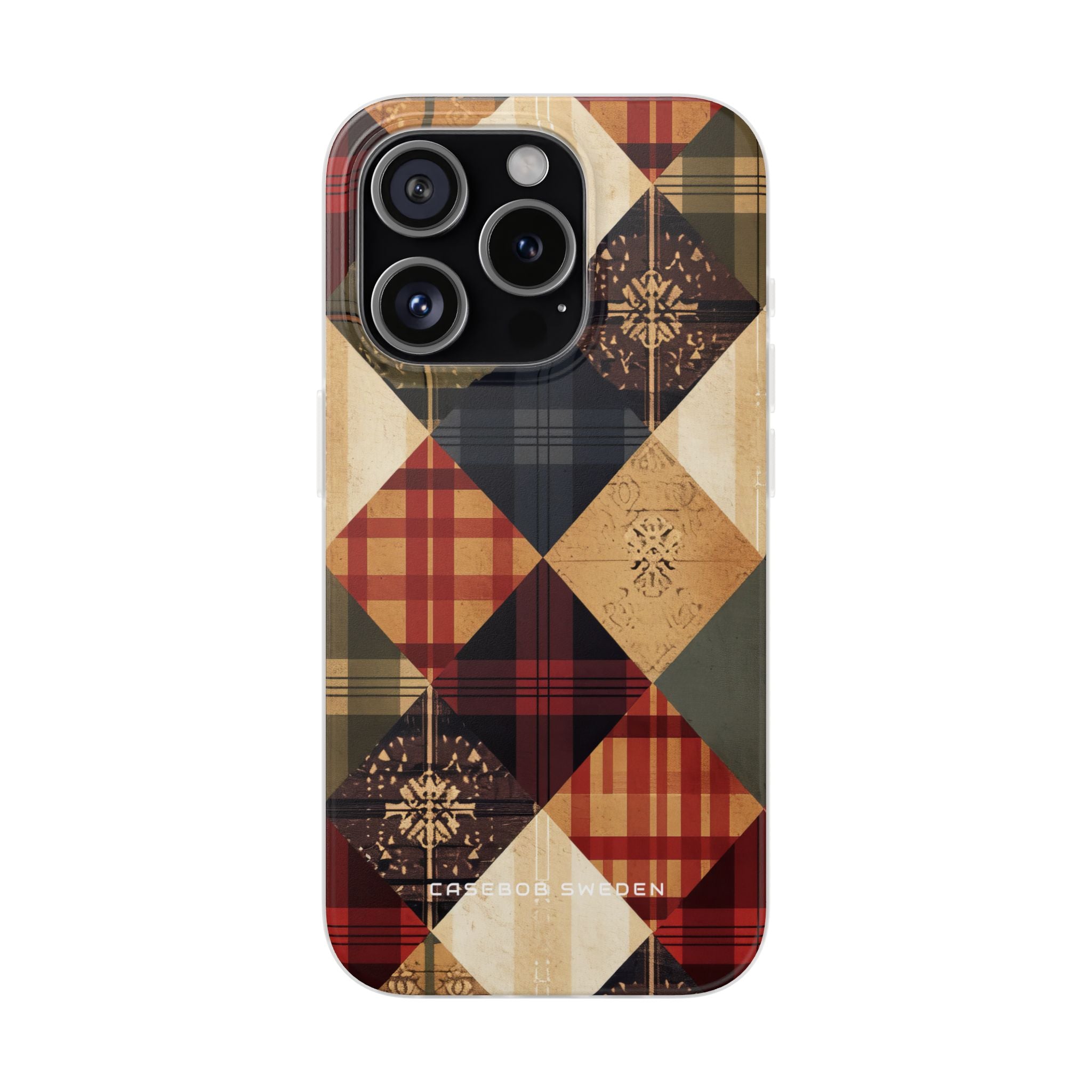 Rustic Geometric Patchwork Harmony iPhone 15 - Flexi Phone Case