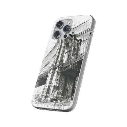 Suspension Bridge Line Art Illustration iPhone 14 - Flexi Phone Case