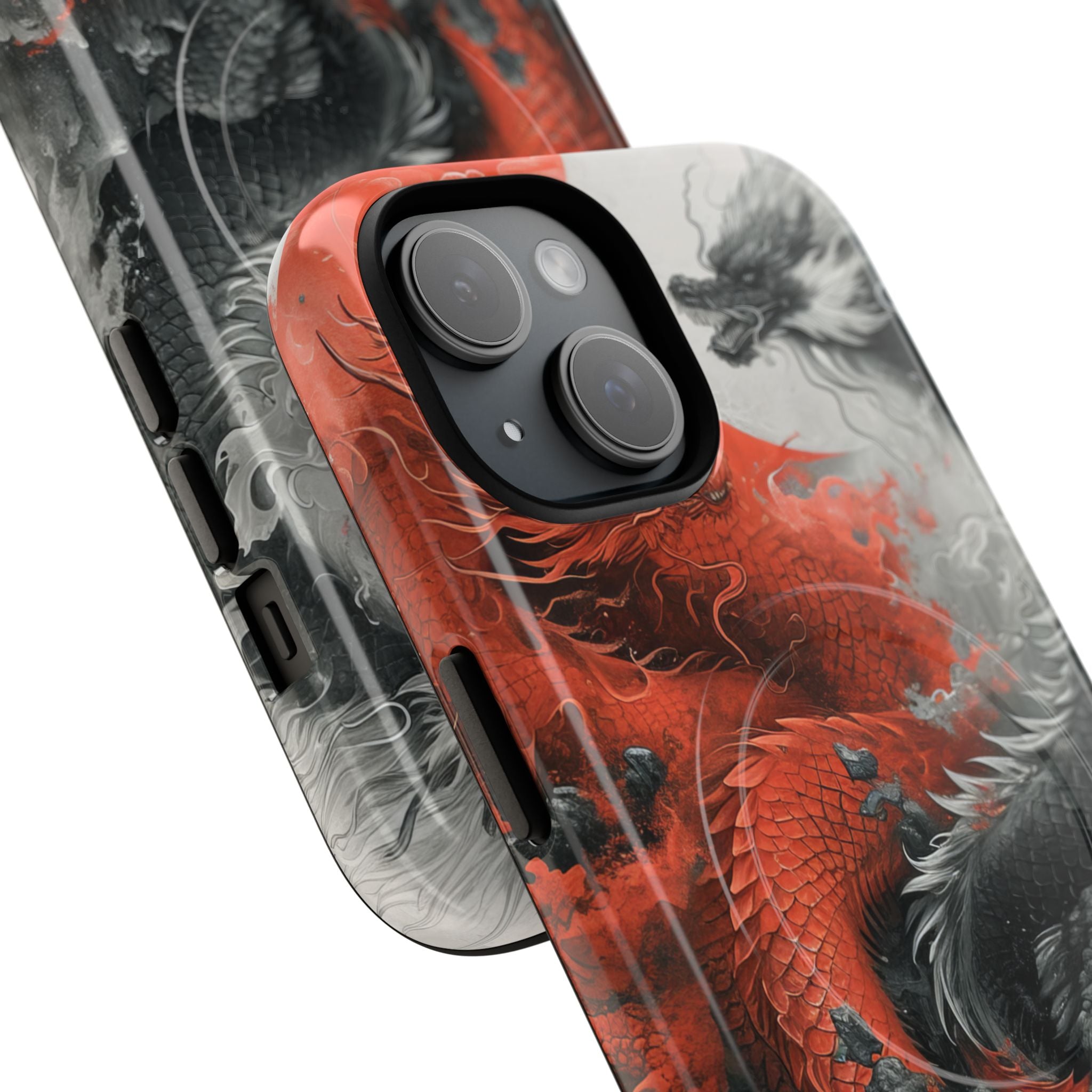 Twin Dragons Crimson iPhone 15 Case - Tough+