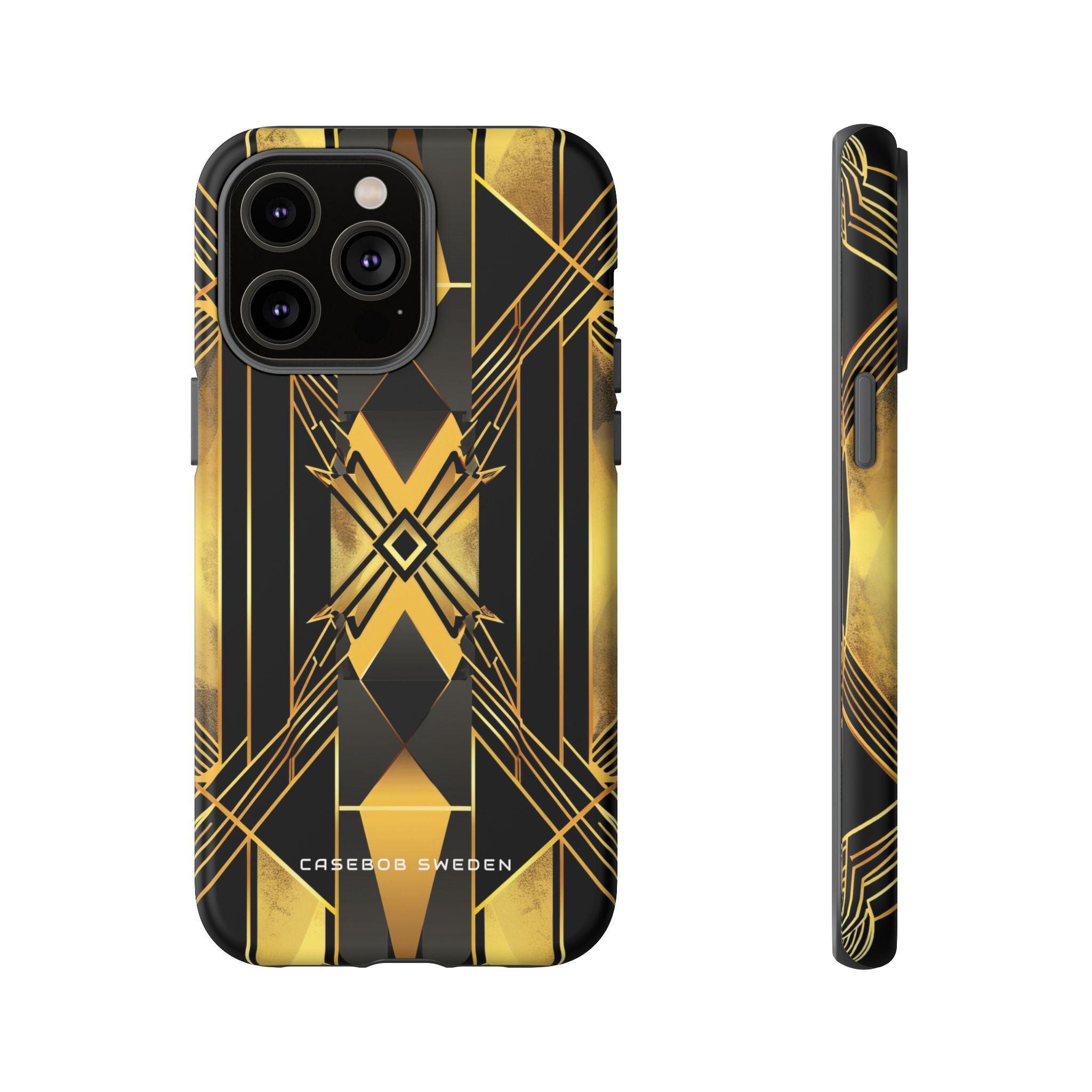 Golden Geometric Elegance iPhone 14 - Tough Phone Case