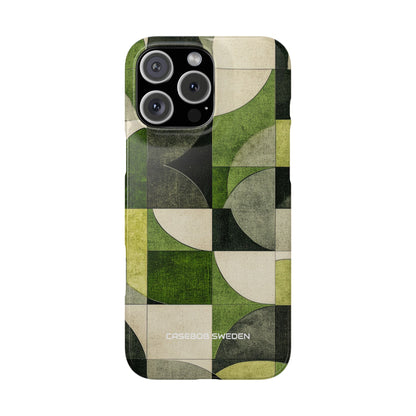 Green Geometric Harmony - Slim iPhone 16 Phone Case