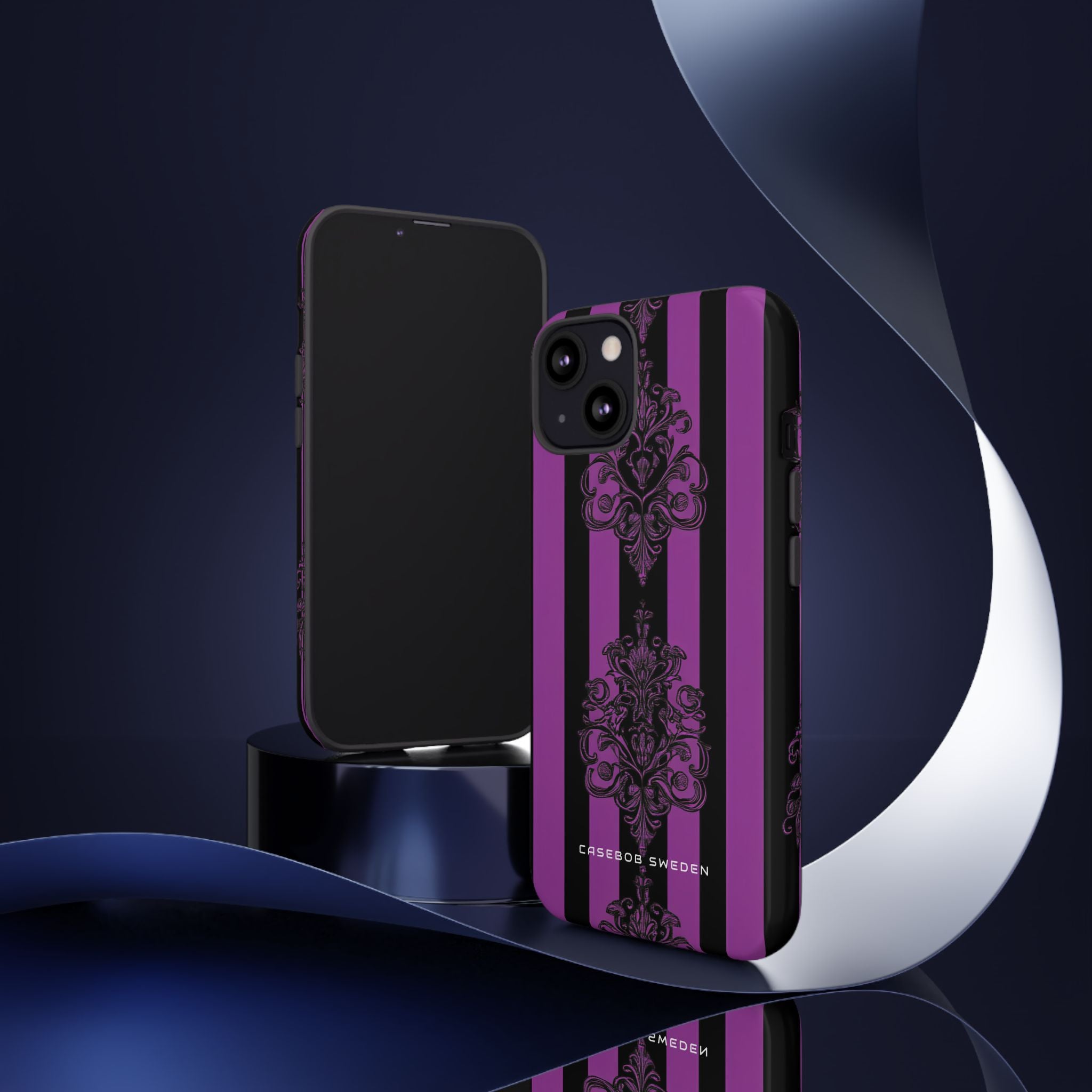 Gothic Elegance with Vertical Stripes and Ornamental Motifs iPhone 13 - Tough Phone Case