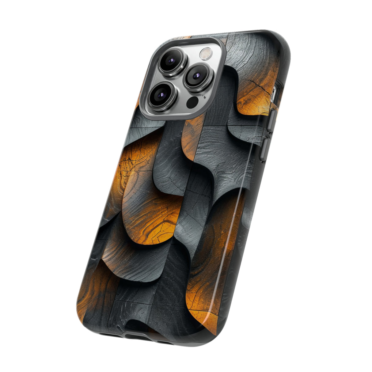 Grey Fire Orange Geometry - Protective Phone Case