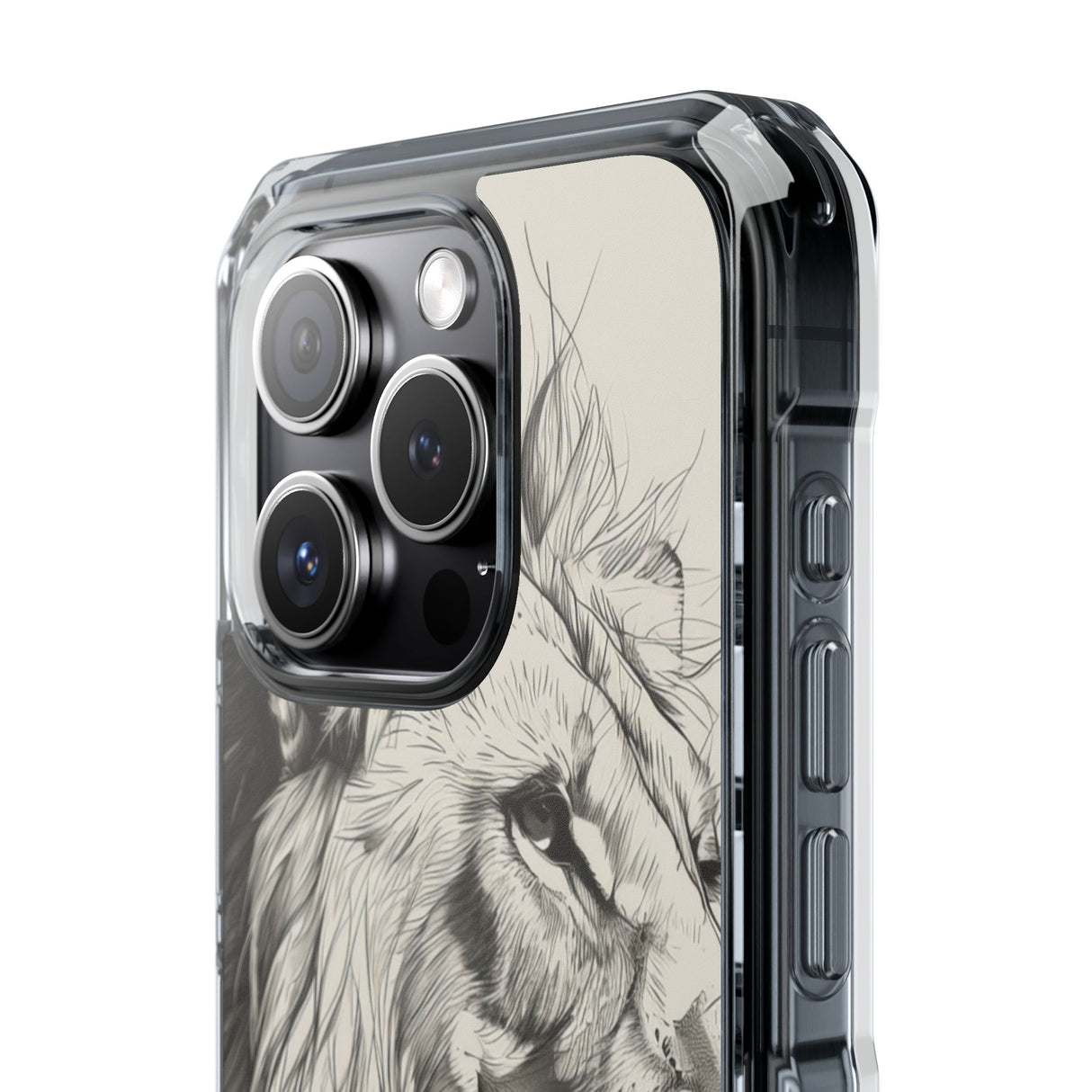 Majestic Linework Lion - Phone Case for iPhone (Clear Impact - Magnetic)