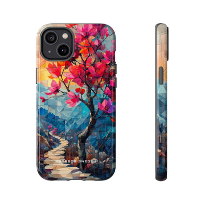 Vibrant Geometric Tree Landscape iPhone 14 - Tough Phone Case