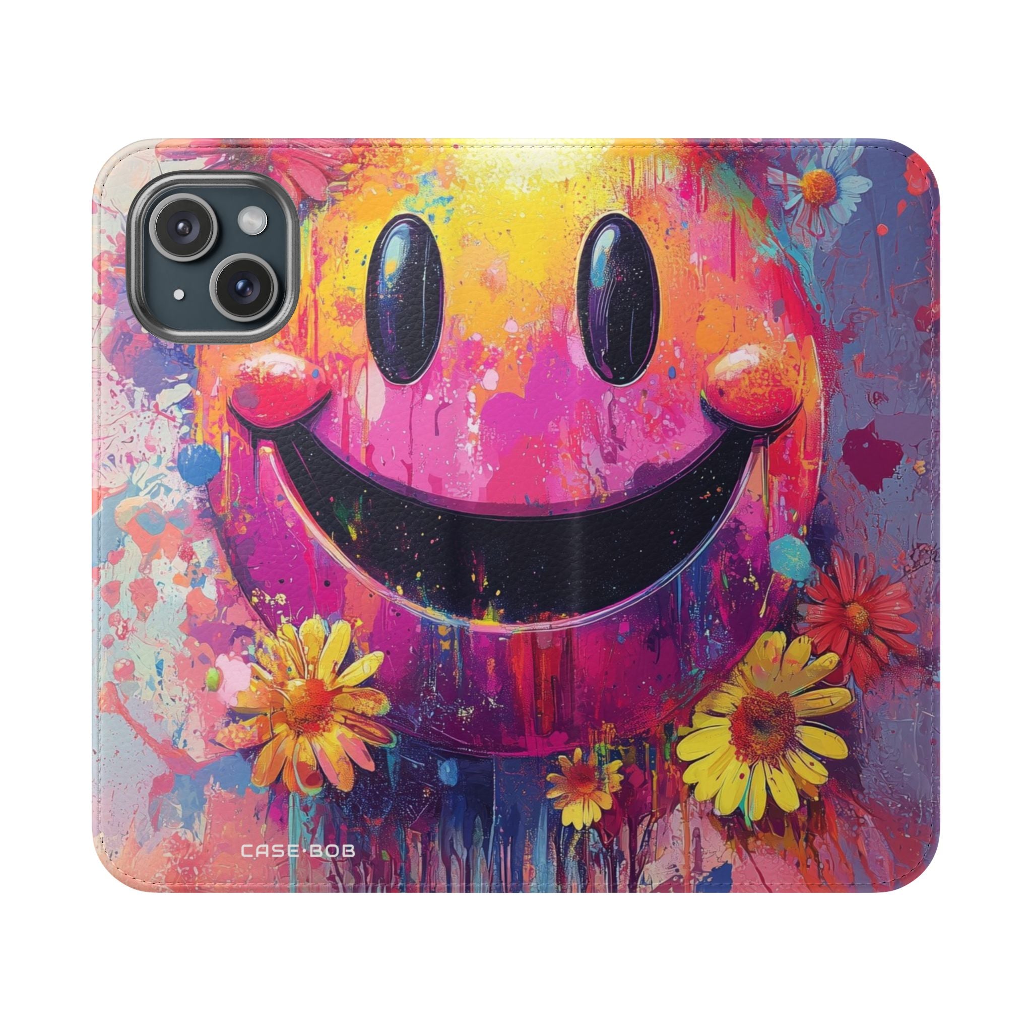 Smiley Bloom Drip - iPhone 15 Case - Wallet