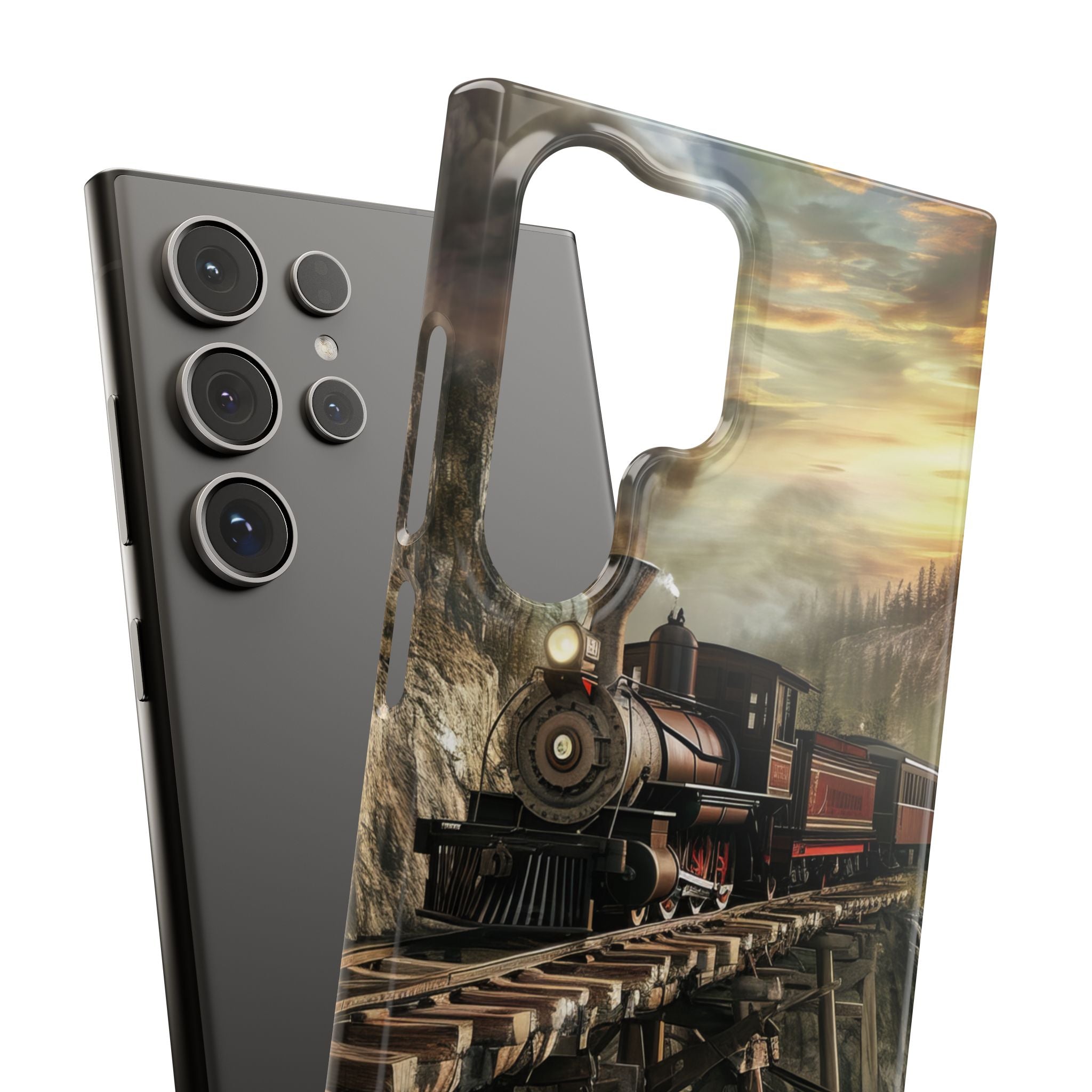 Vintage Steam Train Crossing Mountain Bridge Samsung S24 - Slim Phone Case