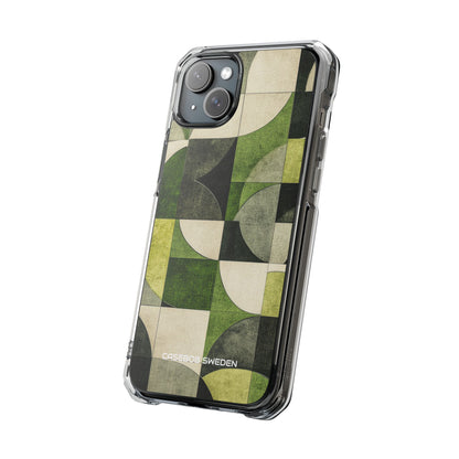 Green Geometric Harmony - Clear Impact iPhone 15 Phone Case