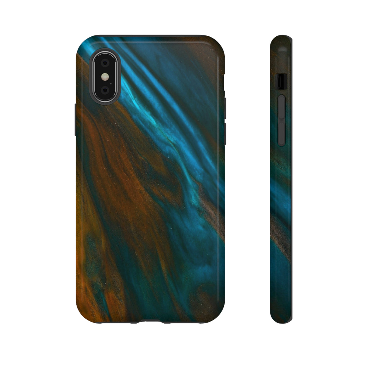 Neon Blue Ink Art iPhone Case (Protective) iPhone XS Glossy Phone Case