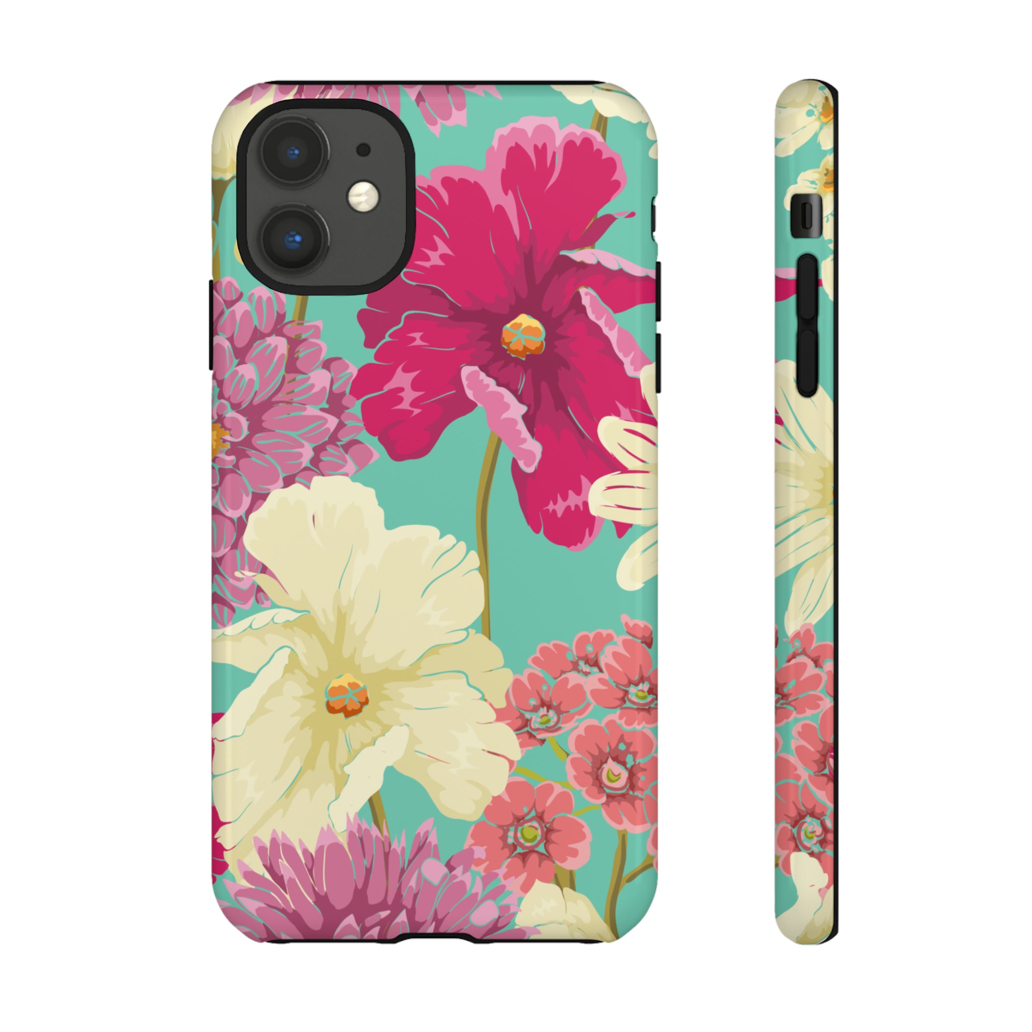 Colorful flowers in watercolor iPhone case - Protective Phone Case