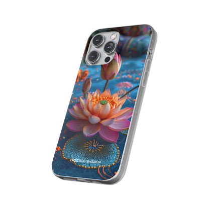 Vibrant Lotus Embroidery - Flexi iPhone 14 Phone Case