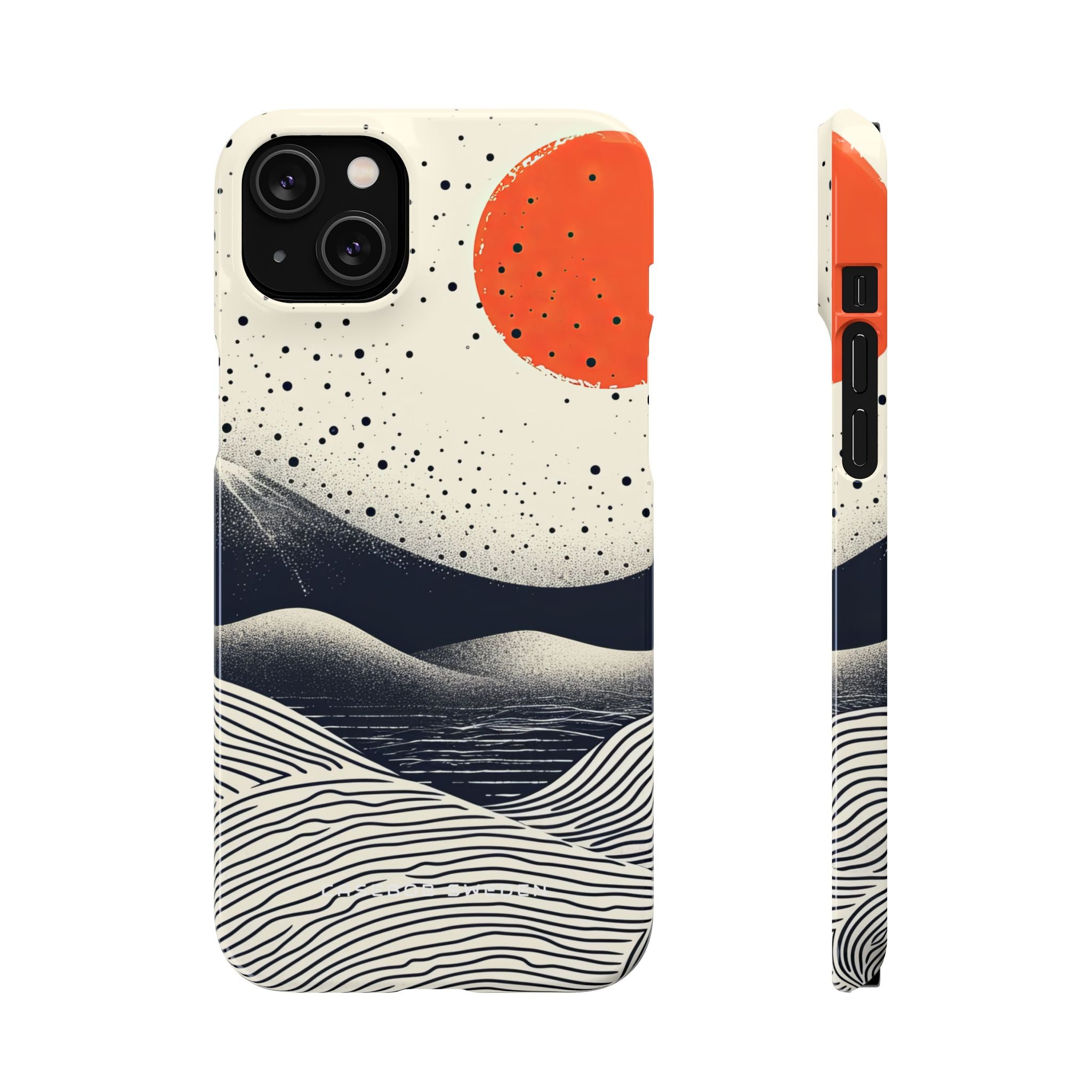 Red Sun Over Flowing Horizons iPhone 14 - Slim Phone Case