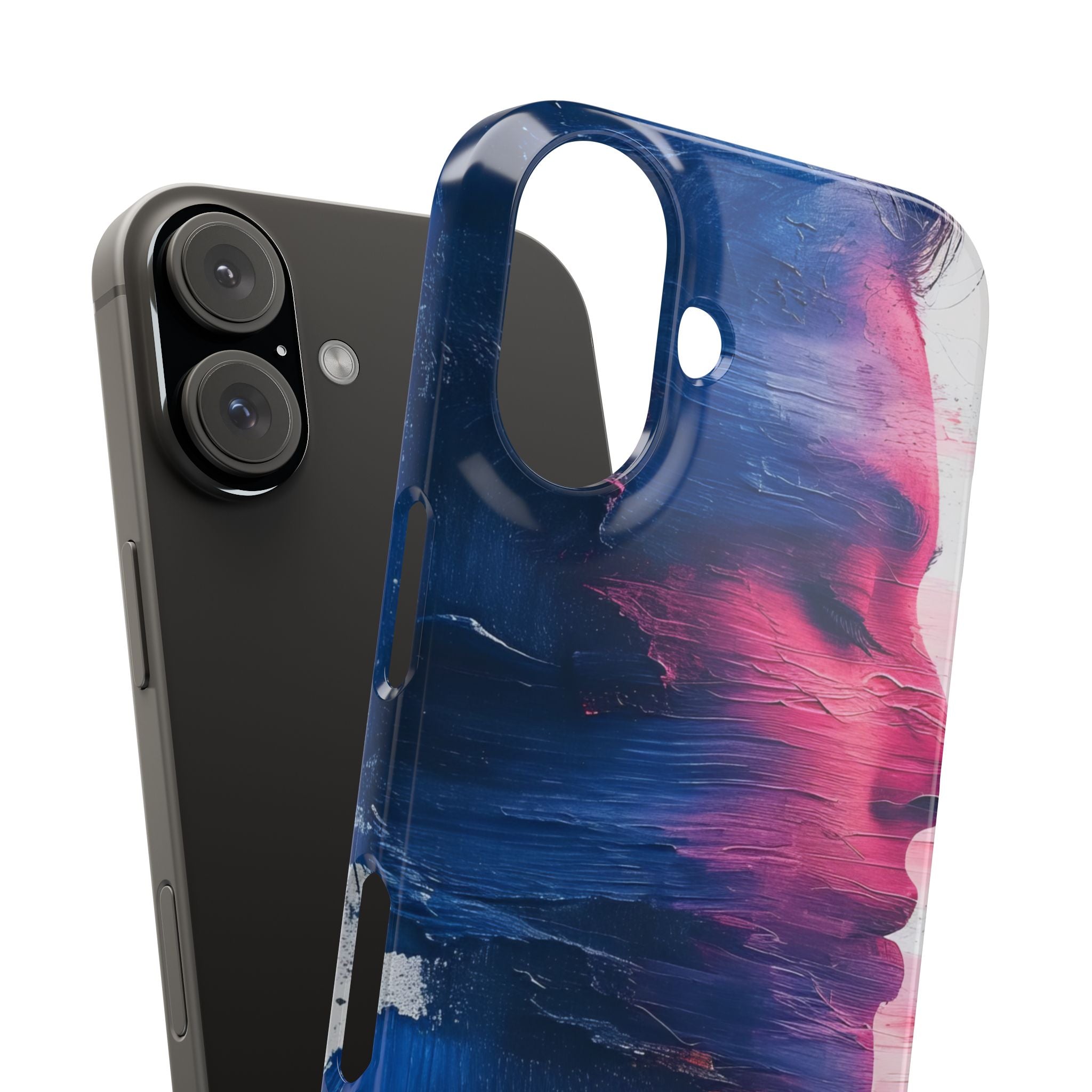 Blue Magenta Portrait - Slim iPhone 16 Phone Case