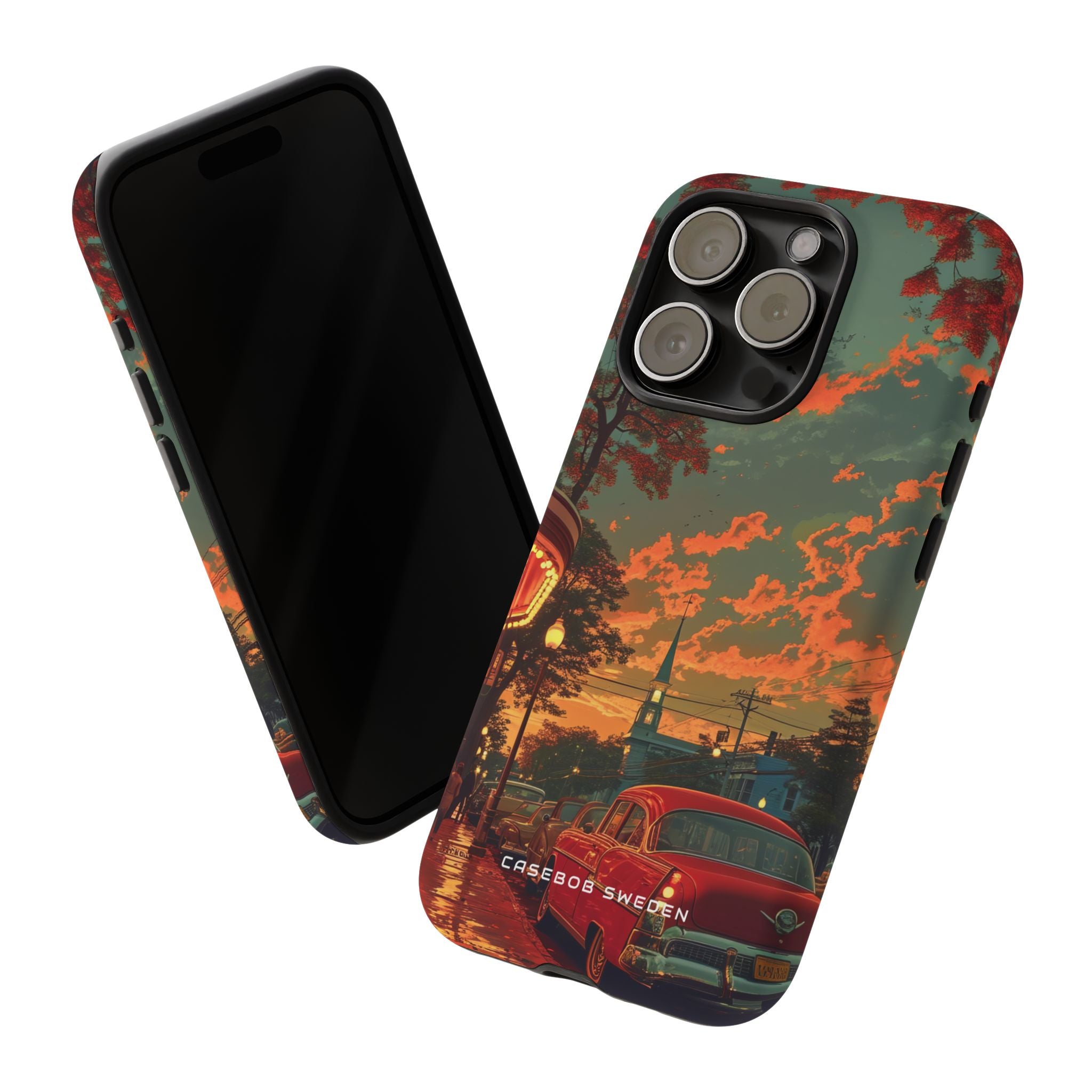 Mid-Century Nostalgia Streetscape iPhone 15 - Tough Phone Case