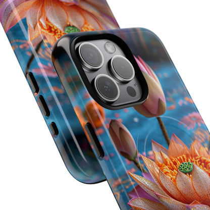 Vibrant Lotus Embroidery - Tough + MagSafe® iPhone 15 Phone Case