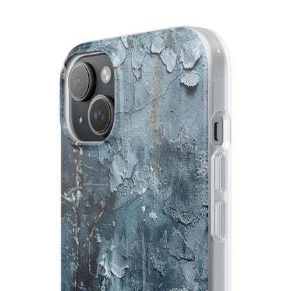 Weathered Blue Tapestry with Cracked Layers iPhone 15 - Flexi Phone Case