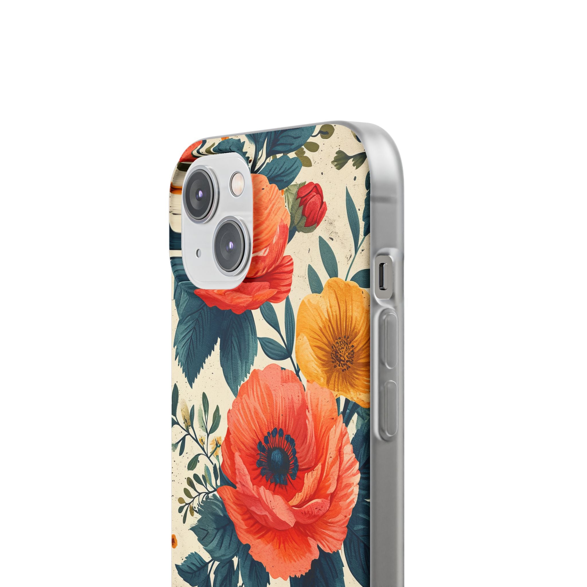 Vibrant Botanical Poppies - Flexi iPhone 14 Phone Case