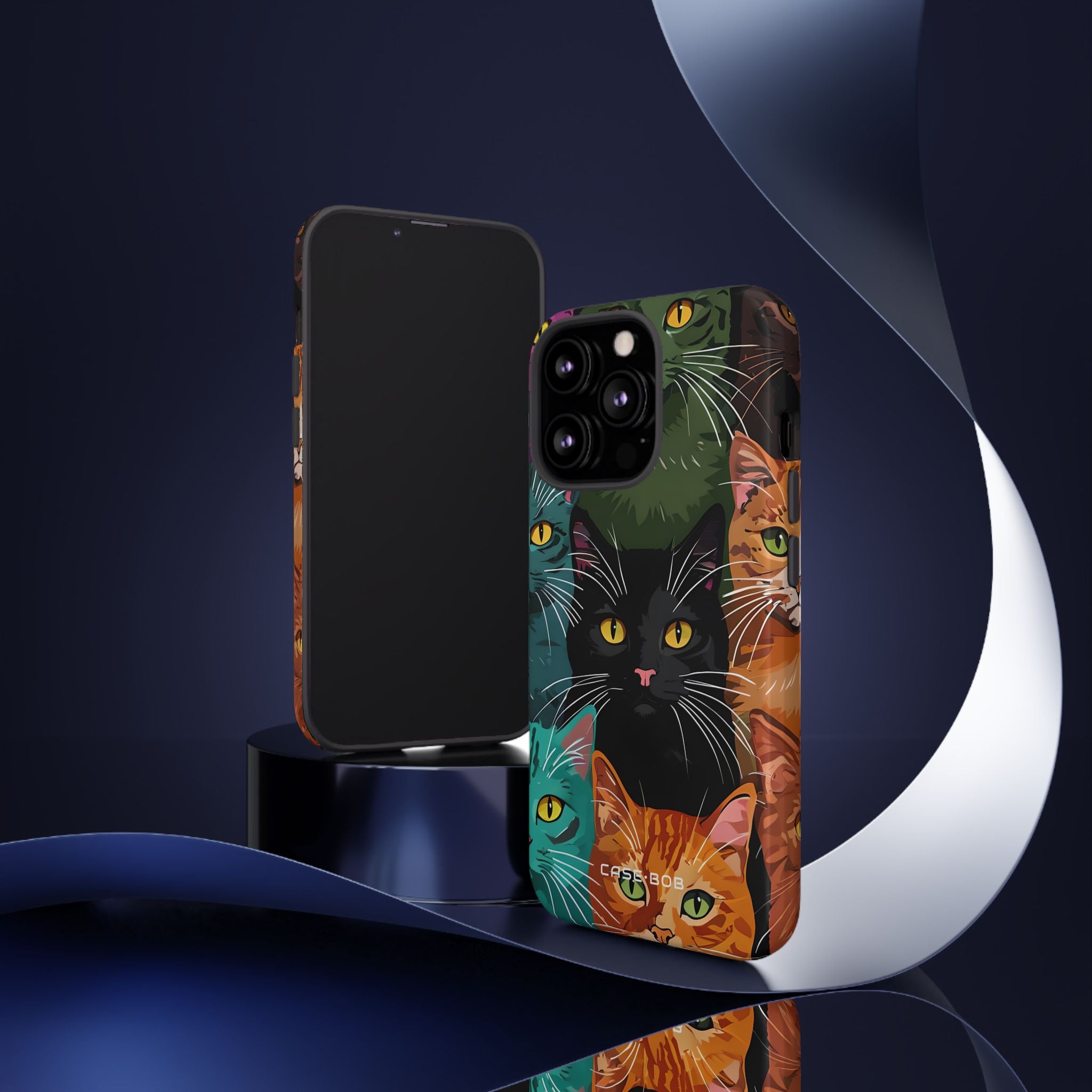 Teal Cat Grid iPhone 13 Pro Case - Tough