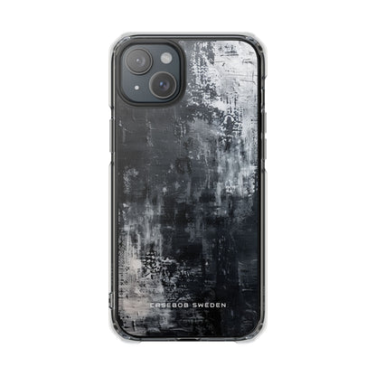 Textured Monochrome Blossom iPhone 15 - Clear Impact Phone Case