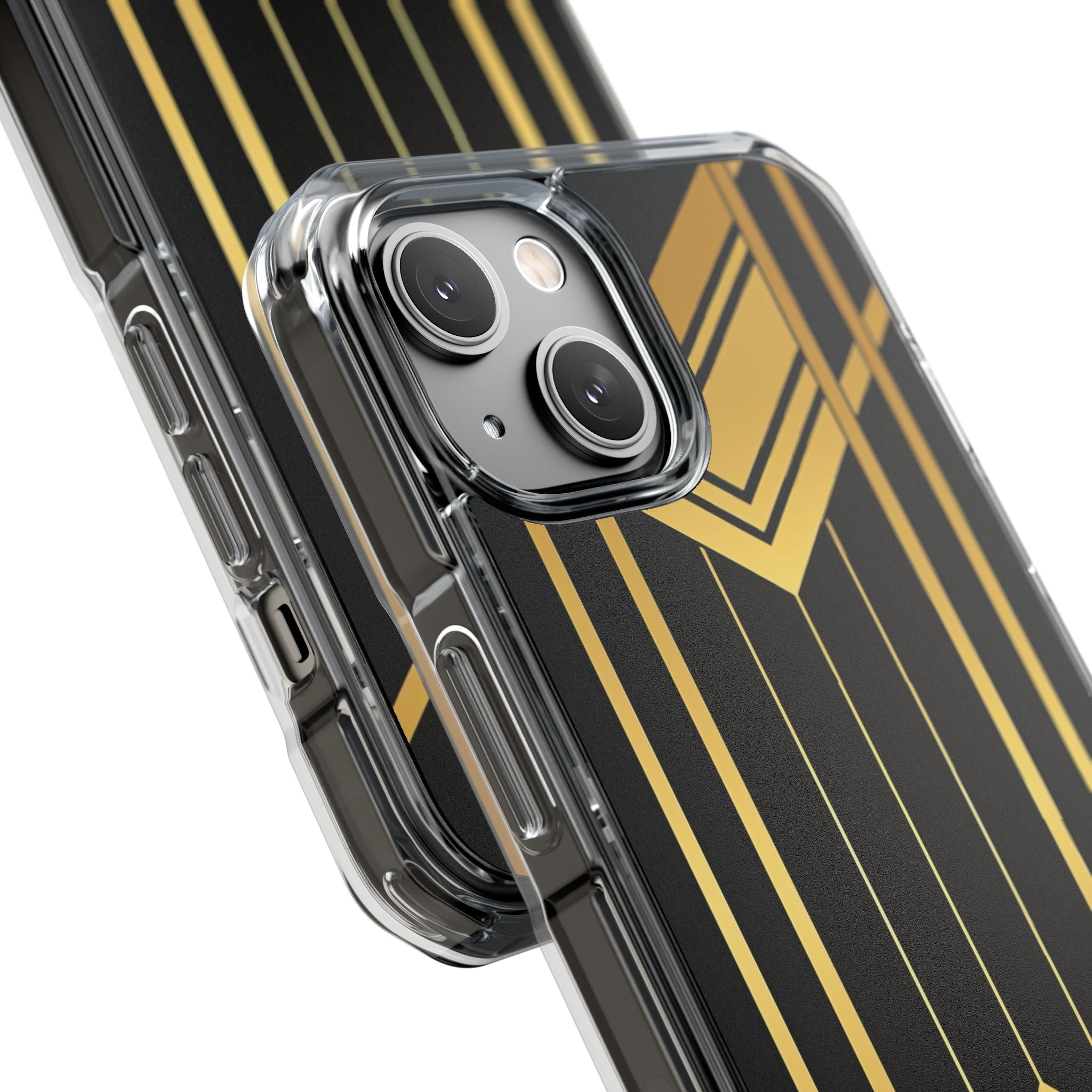 "Golden Art Deco Symmetry in Geometric Elegance" iPhone 14 - Clear Impact Phone Case