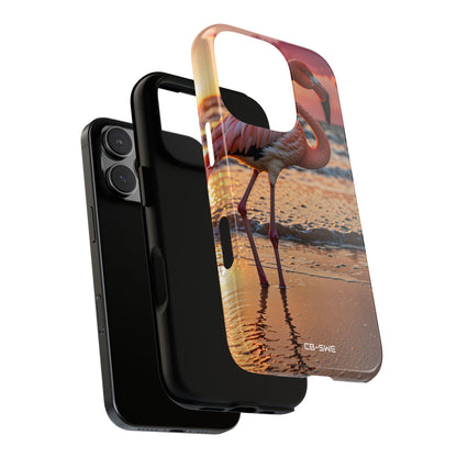 Sunset Flamingo Stand - iPhone Case