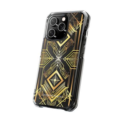 Golden Geometric Opulence iPhone 14 - Clear Impact Phone Case