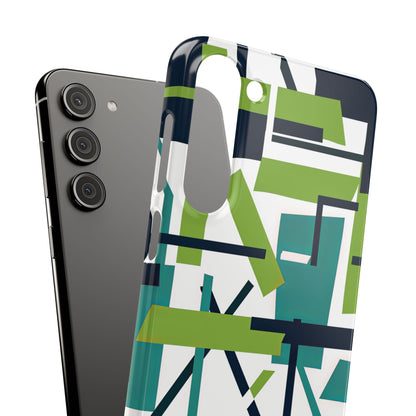 Green Geometry Glide Samsung S23 - Slim Phone Case