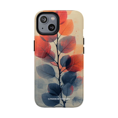 Orange Gray Leaves - Tough + MagSafe® iPhone 14 Phone Case