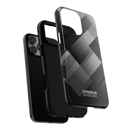 Grayscale Geometric Layers iPhone 16 - Tough