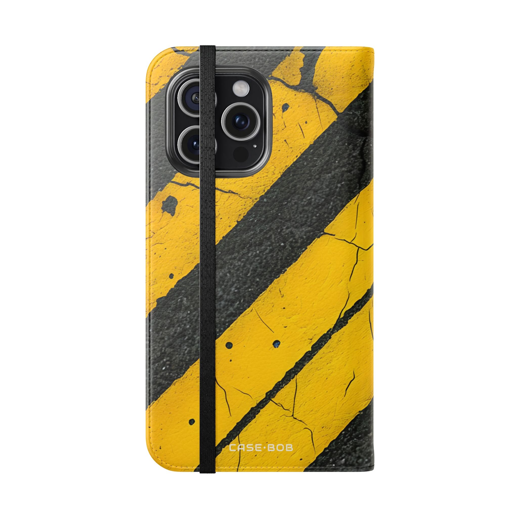 Yellow Stripes Distress - iPhone 15 Pro Max Case - Wallet
