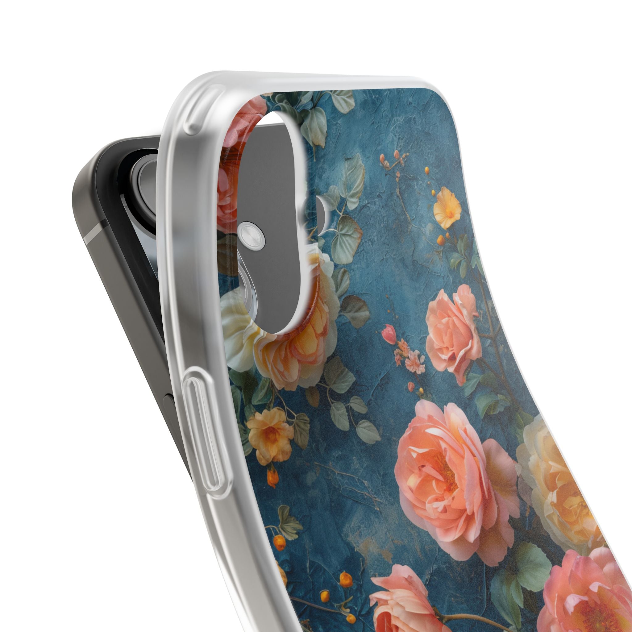 Blue Floral Elegance - Flexi iPhone 16 Phone Case