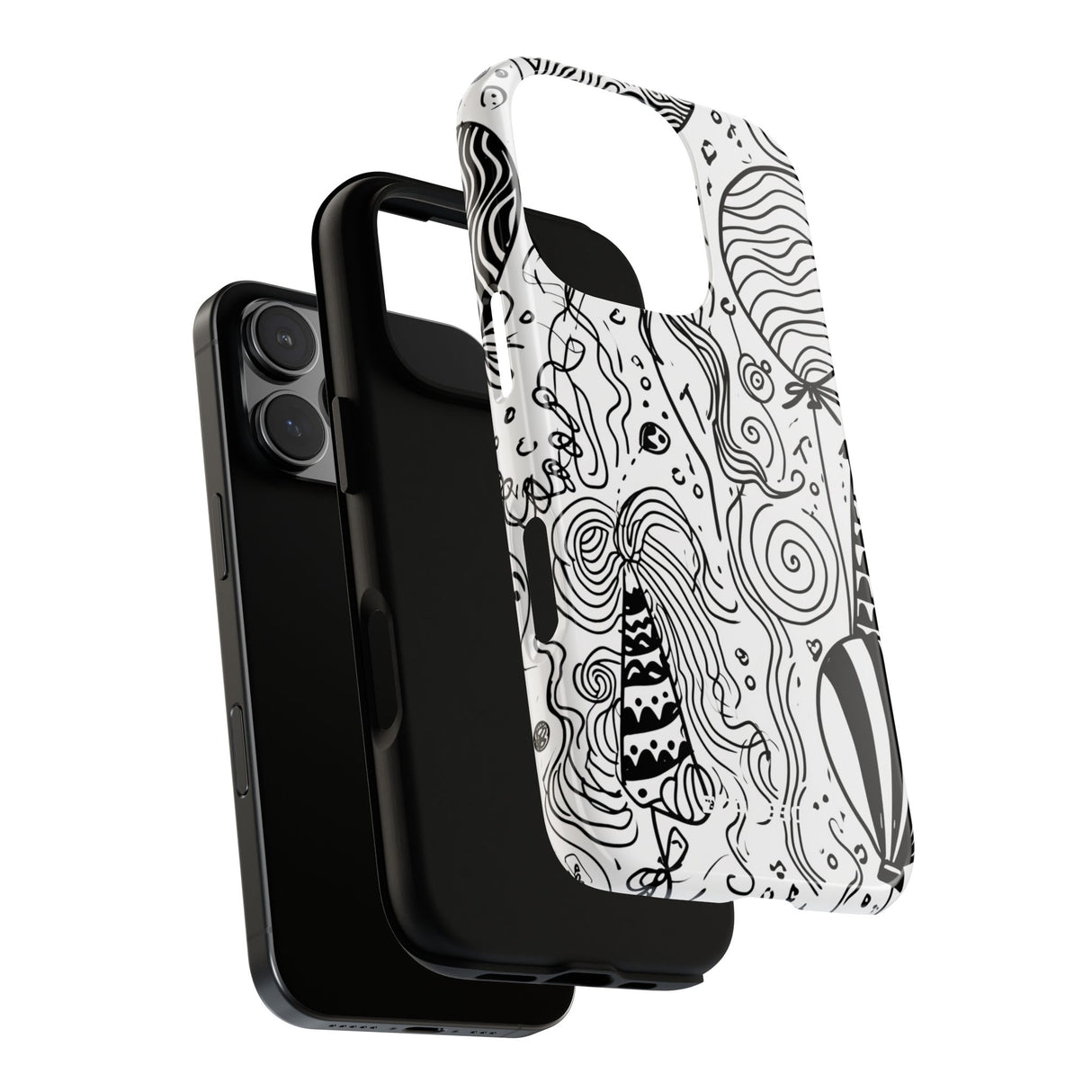 Whimsical Celebration in Black and White - for iPhone 16