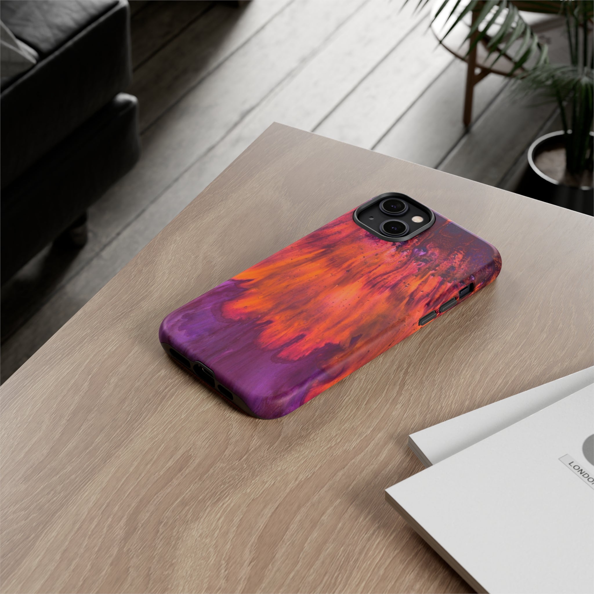 Orange Flow Ink Art iPhone Case (Protective) Phone Case