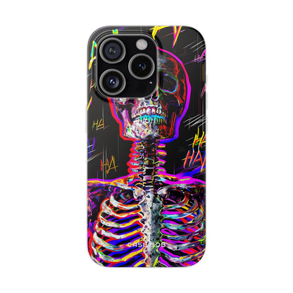Neon Skeleton Laugh iPhone 15 Pro Case - Soft