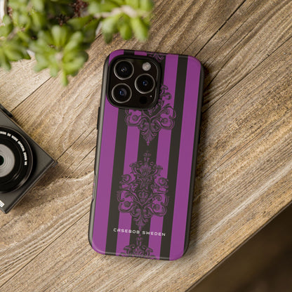 Gothic Elegance with Vertical Stripes and Ornamental Motifs iPhone 16 - Tough Phone Case