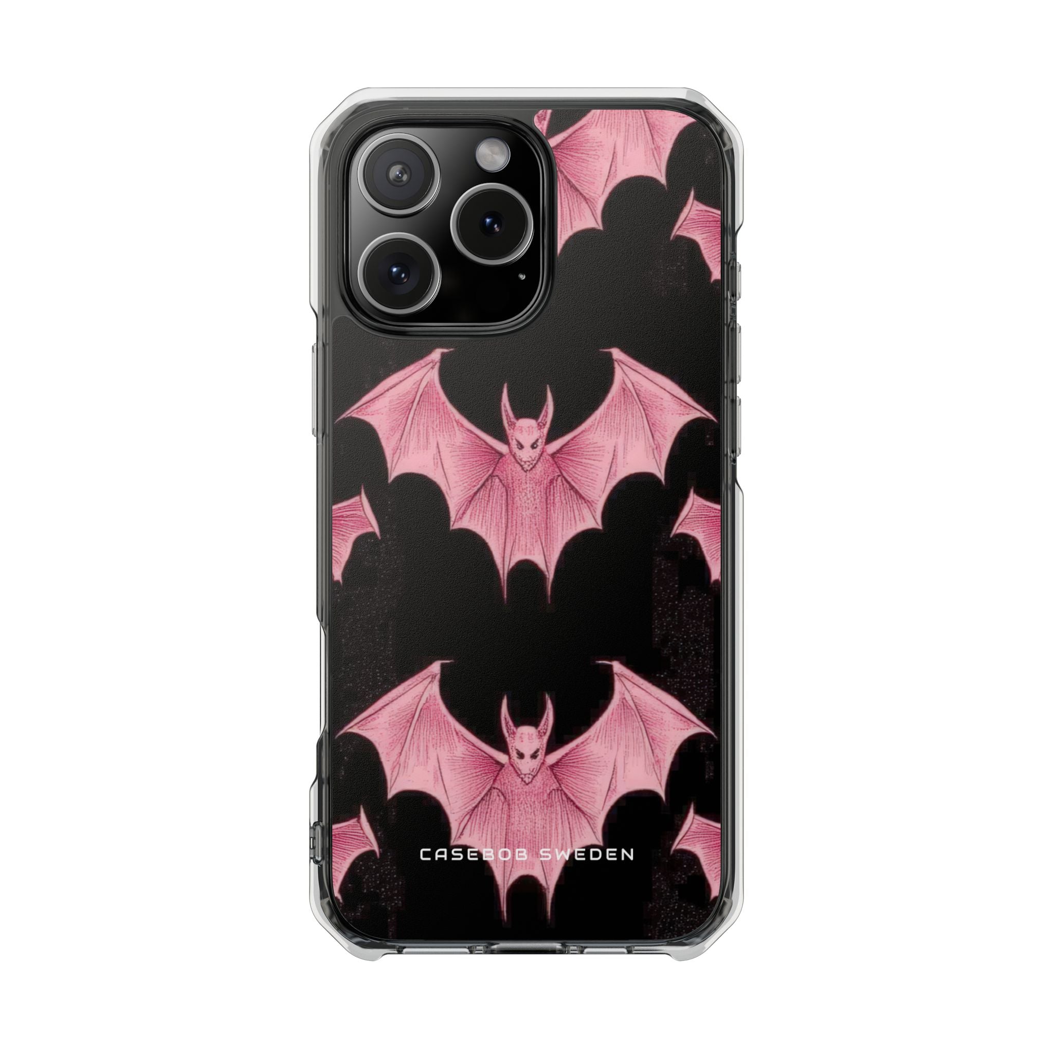 Gothic Pink Bats Aflame iPhone 16 - Clear Impact Phone Case