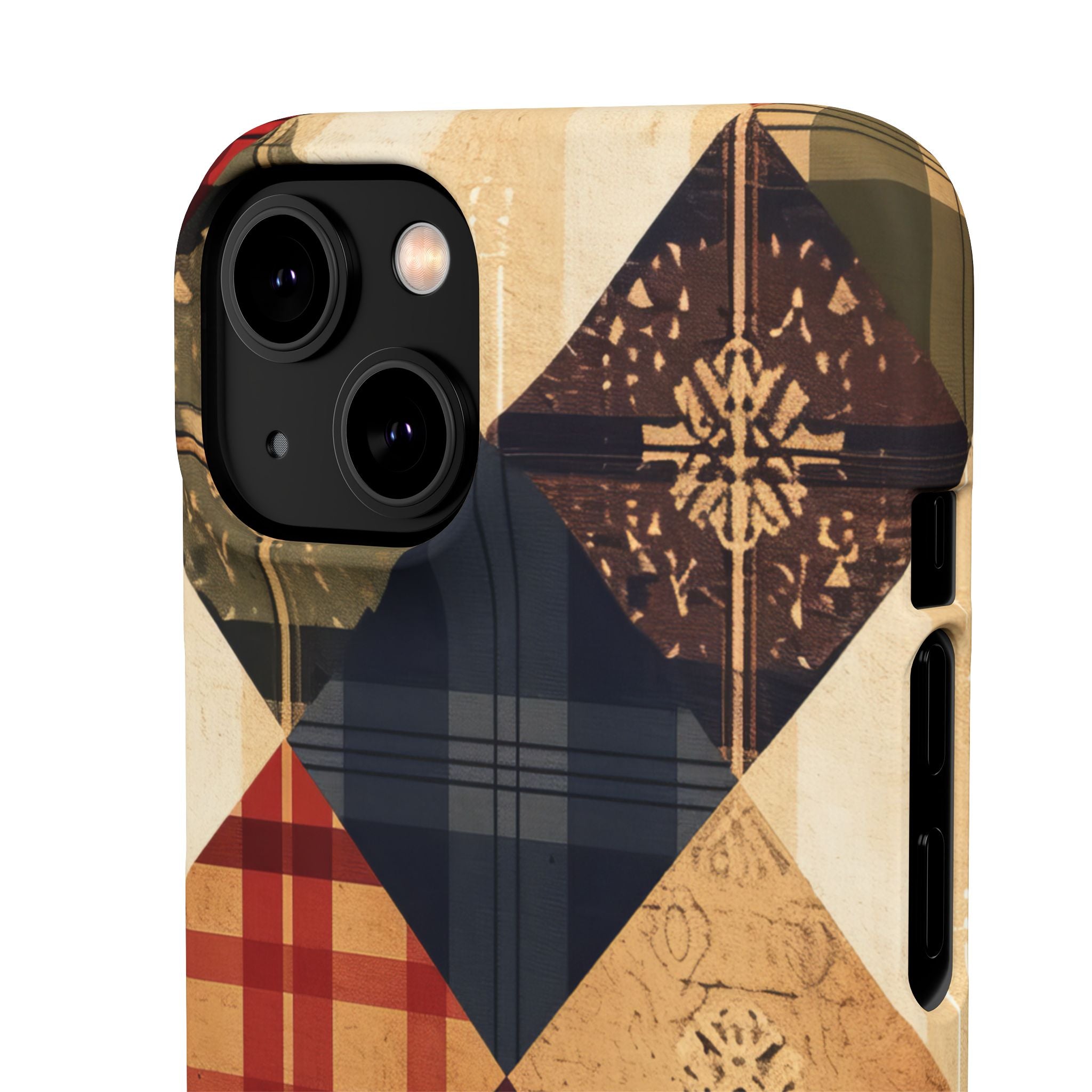 Rustic Geometric Patchwork Harmony iPhone 14 - Slim Phone Case