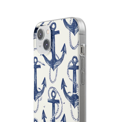 Navy Anchor Loop iPhone 14 Plus Case - Soft