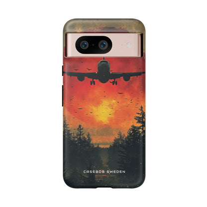 Vintage Sunset Airplane Silhouette Google Pixel 8 - Tough Phone Case