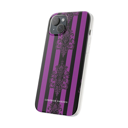 Gothic Elegance with Vertical Stripes and Ornamental Motifs iPhone 15 - Flexi Phone Case