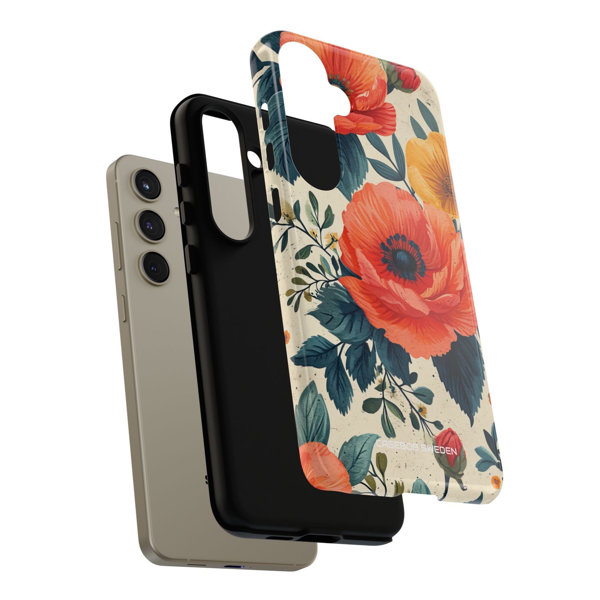 Vibrant Botanical Poppies - Tough Samsung S24 Phone Case