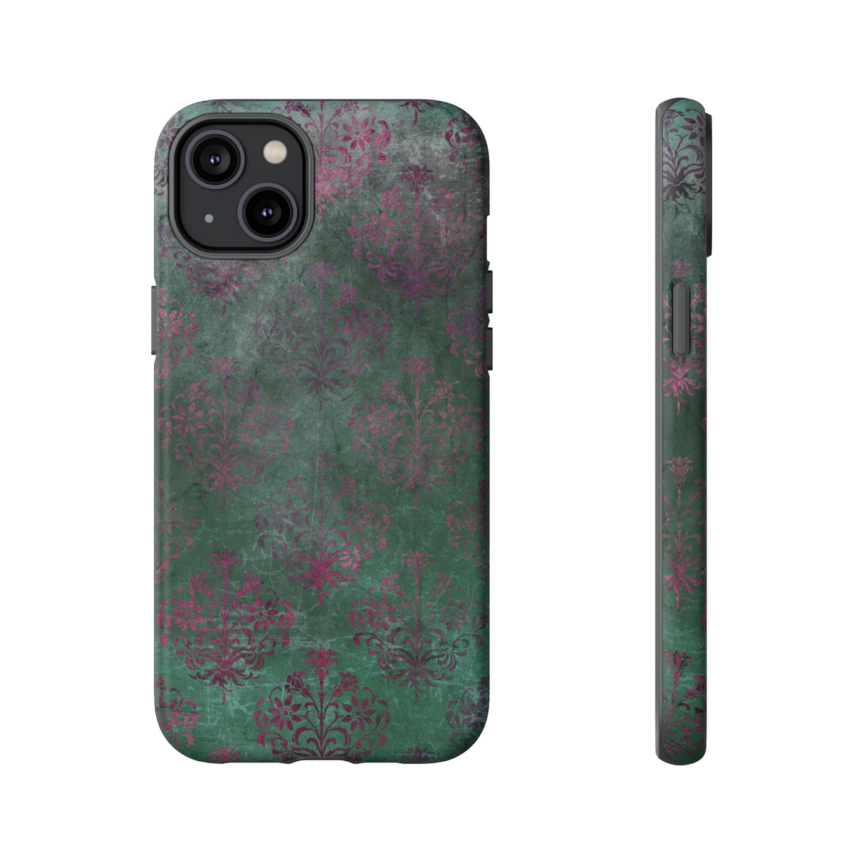 Green Damask Gothic Flower - Protective Phone Case