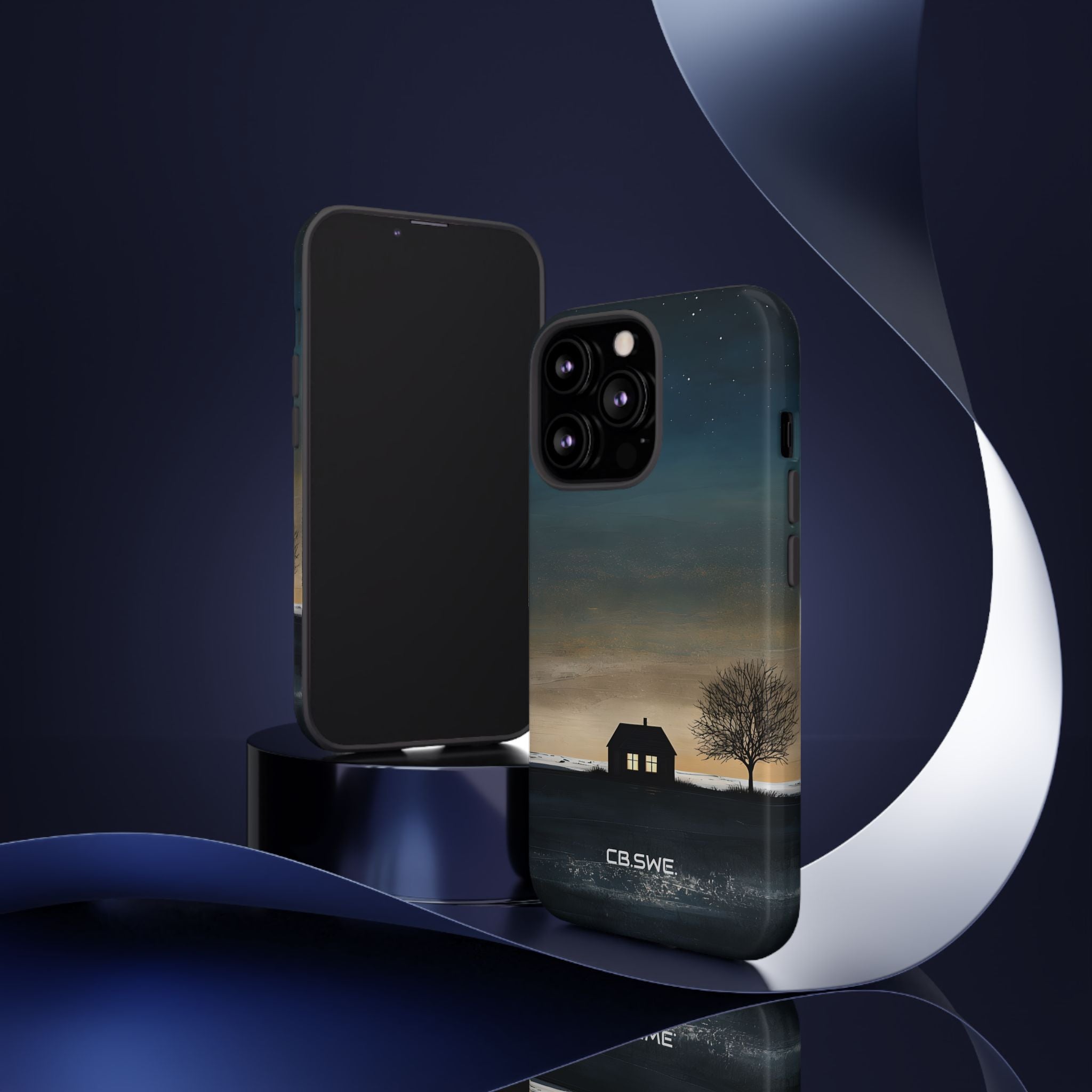 Serene Minimalist Dark House Glowing Windows Phone iPhone 13 - Tough